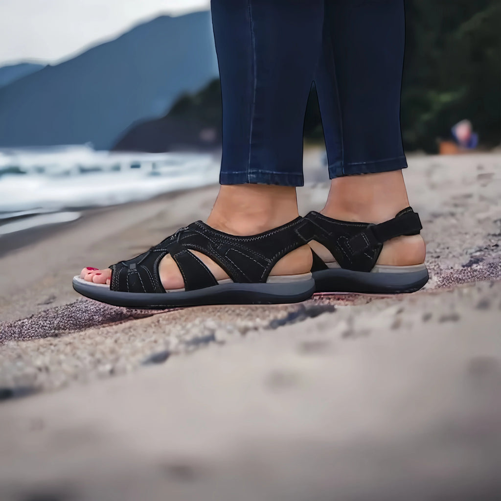 Ortopædiske sandaler til smertefri gang — Sort, foto 5